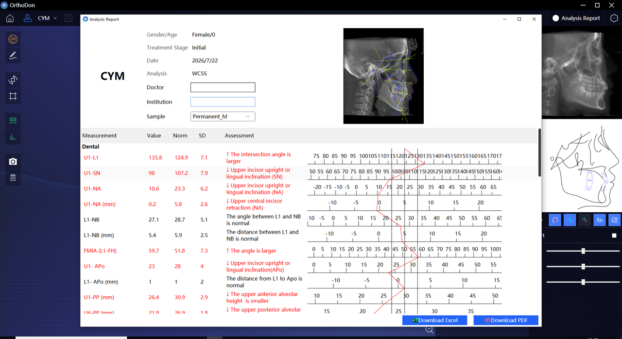 Professional orthodontic report